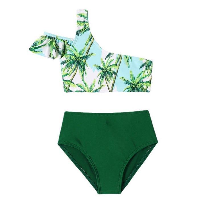 Dame En-sidet bikini med blomstret design og høj taljeskæring Skovae