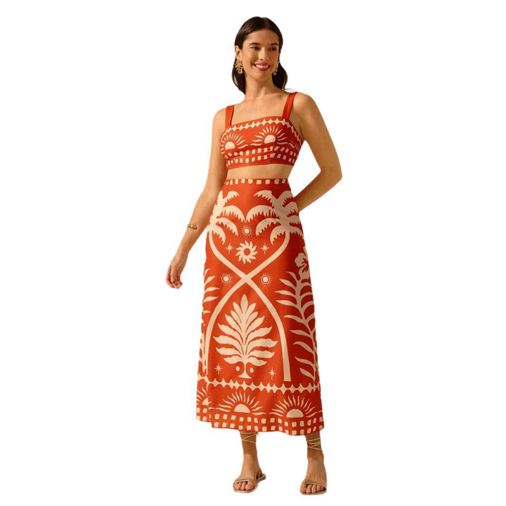 Damer Crop Top og Maxi Nederdel Sæt Skovae