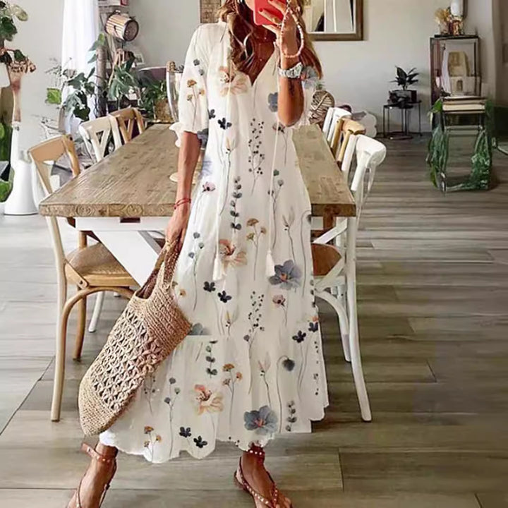 Dame blomsterudsmykket maxikjole Stilla