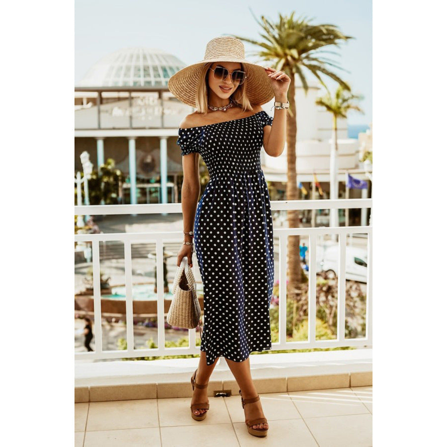 Dame Off-Shoulder Maxi Kjole med tropisk blad Stilla