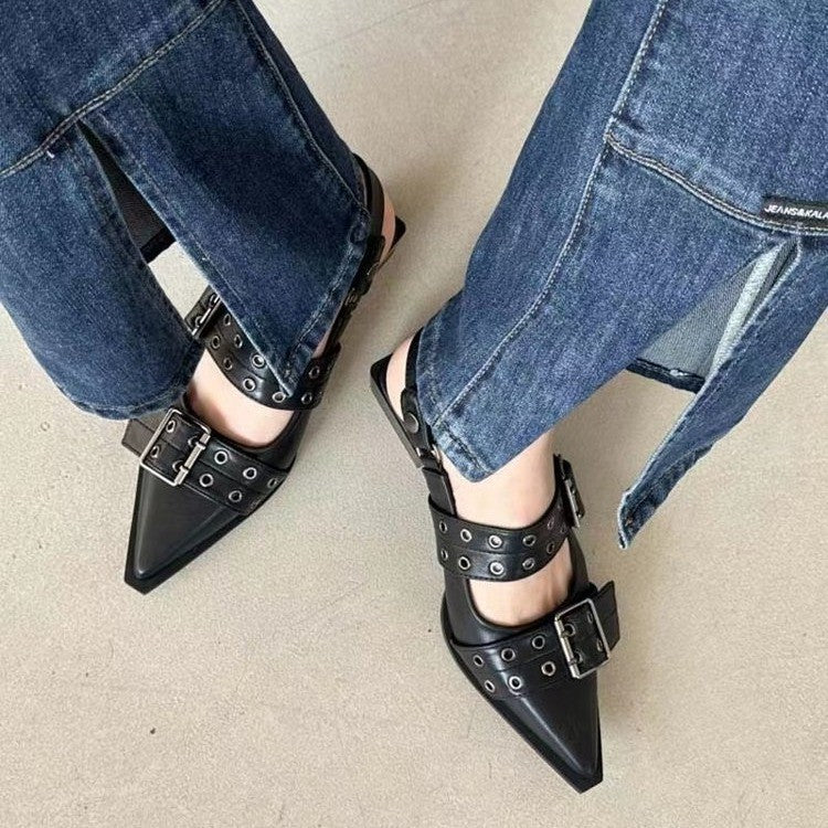Dame Slingback-pumps med modische spænder og spids tåområde Stilla