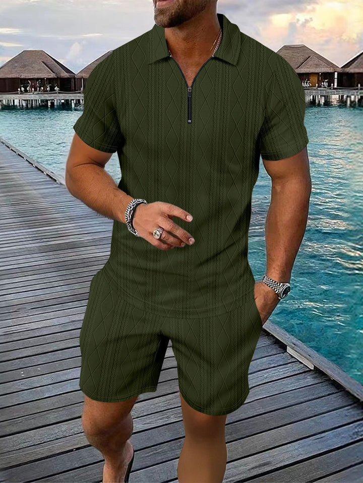 Herre polo-shirt med moderne lynlås og struktureret design Stilla