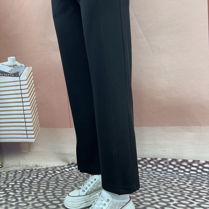 Dame Bred Elegant Fritidsbukser med høj talje og sidelange slidsdetaljer Stilla