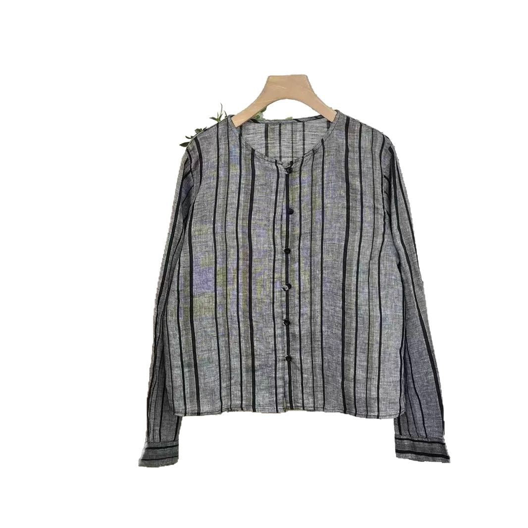 Femme stribet let Button-Up skjorte Stilla