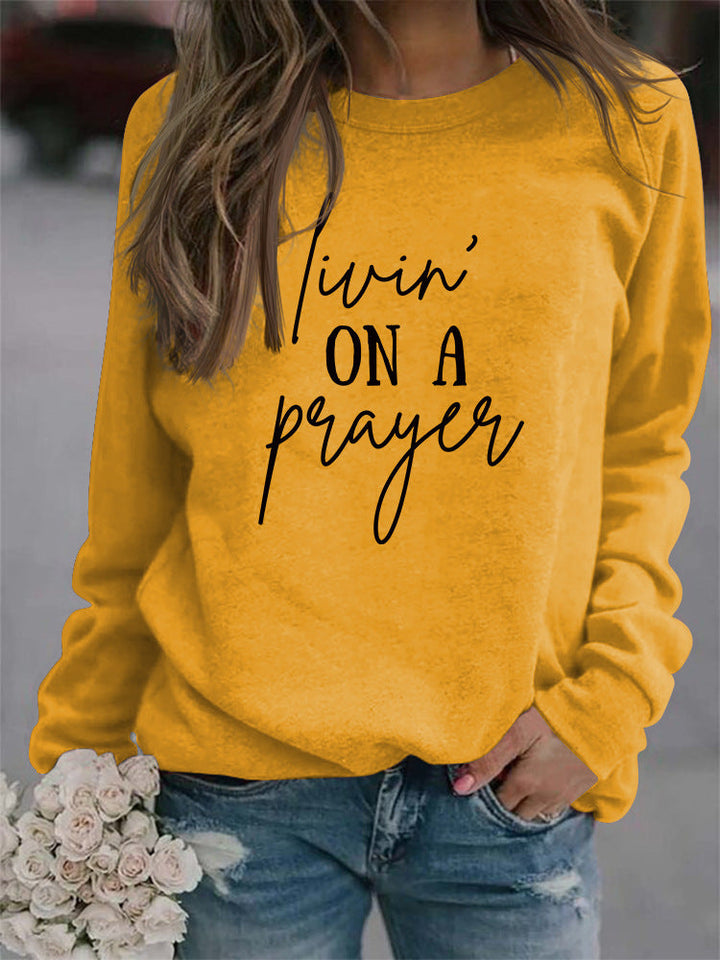Stilla | Crew Neck Langærmet Bogstav Trykt Løs Sweatshirt