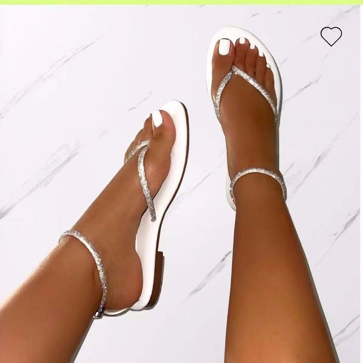 Dame Elegant Strand sandaler med glitrende remme og blødt fodsenge Stilla