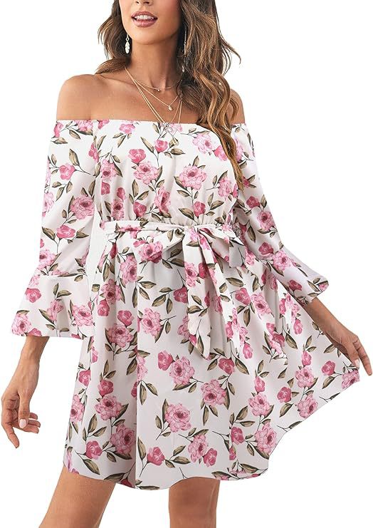 Kvinders Off-Shoulder Kjole med Farverigt Mønster Stilla