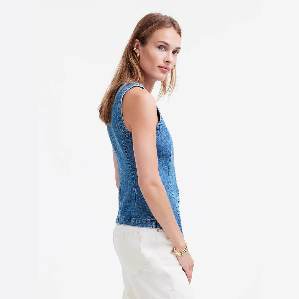 Damer Denim Vest Stilla