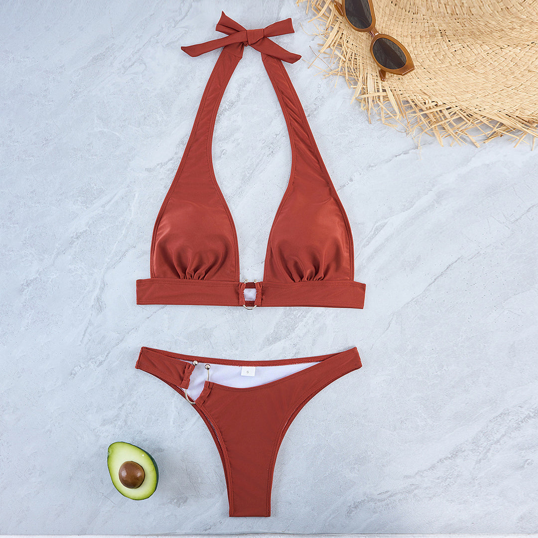 Femme High-Cut Triangle Bikini Sæt med Ringdetalje Stilla