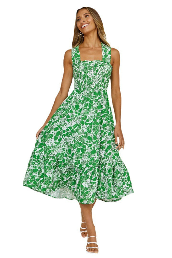 Femme Floral Smocked Maxi Kjole Stilla