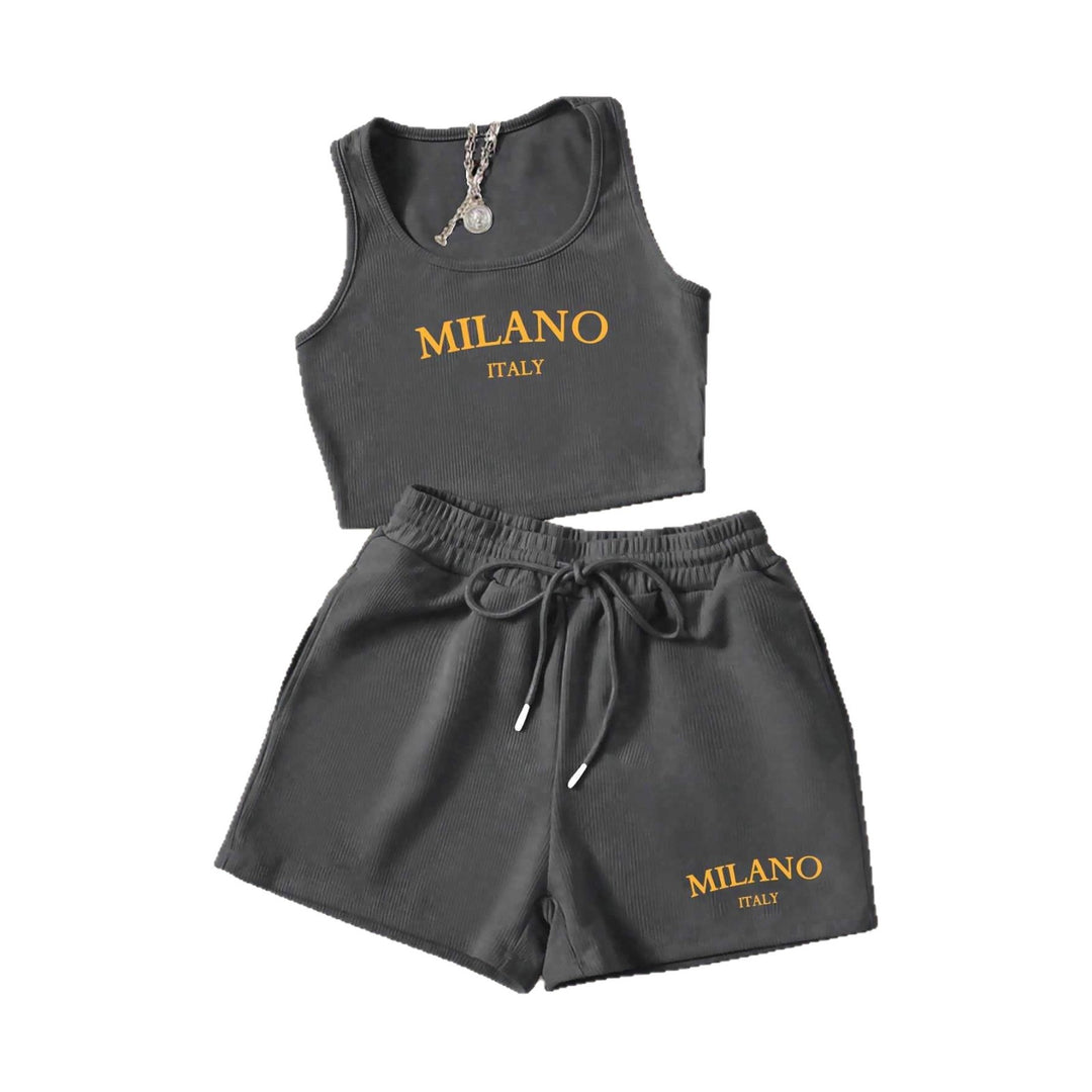 Dame Sporty To-delt Sæt med Top og Shorts Skovae
