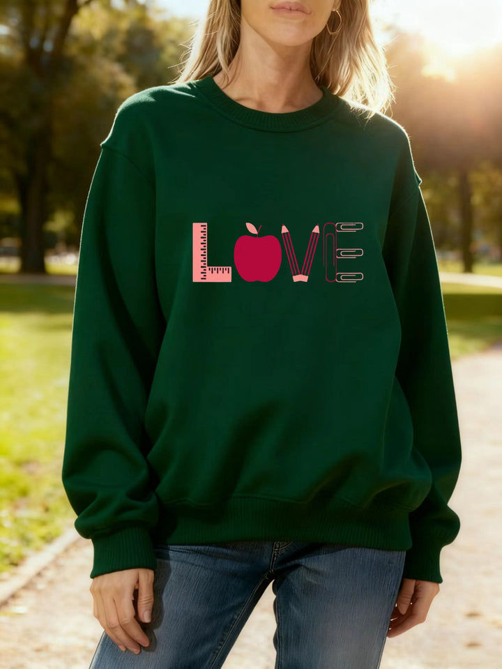 Kvinders sweatshirt med kreativ kærlighedsmotiv Stilla