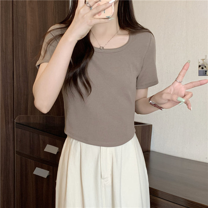 Femme Ribbede Korte T-Shirt Stilla