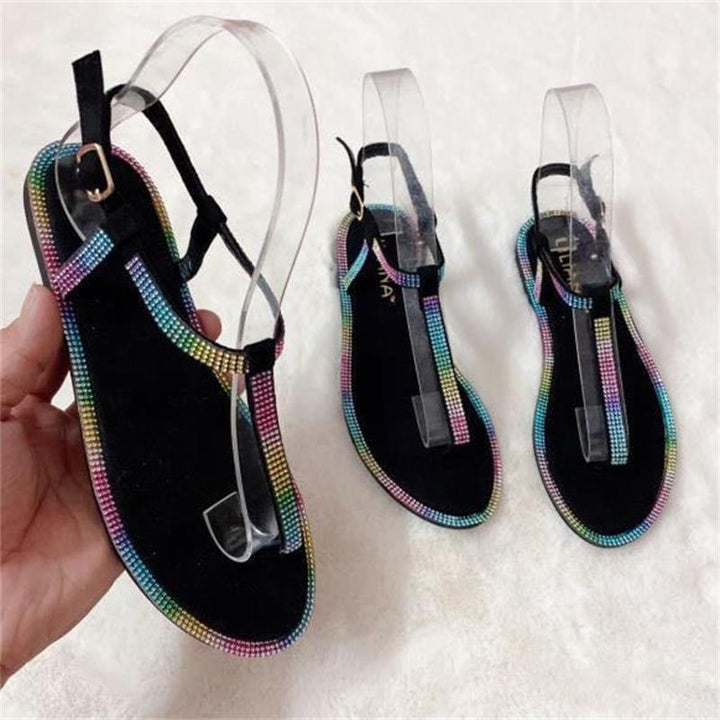 Dame mode tæer separator sandaler med glitrende strass dekorationer og transparente remme Stilla