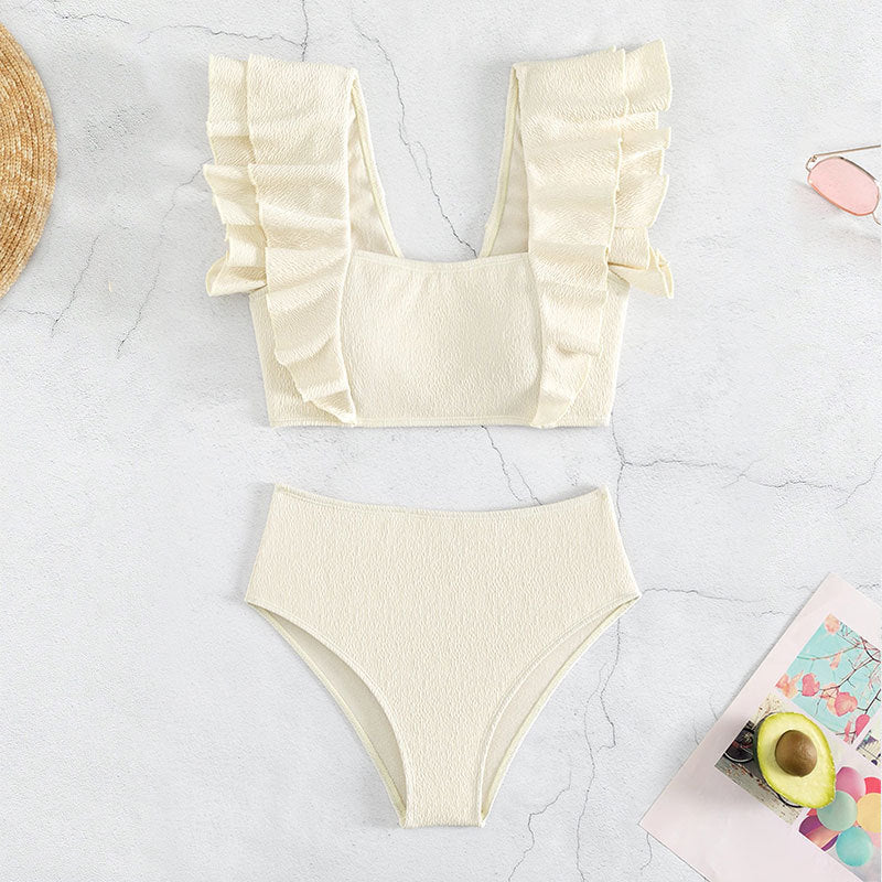 Dame Bikini-sæt med voluminøse flæseærmer og høj talje Stilla