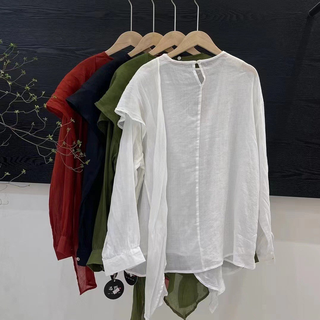 Femme Asymmetrisk Flydende Top med Draperet Halslinje Stilla