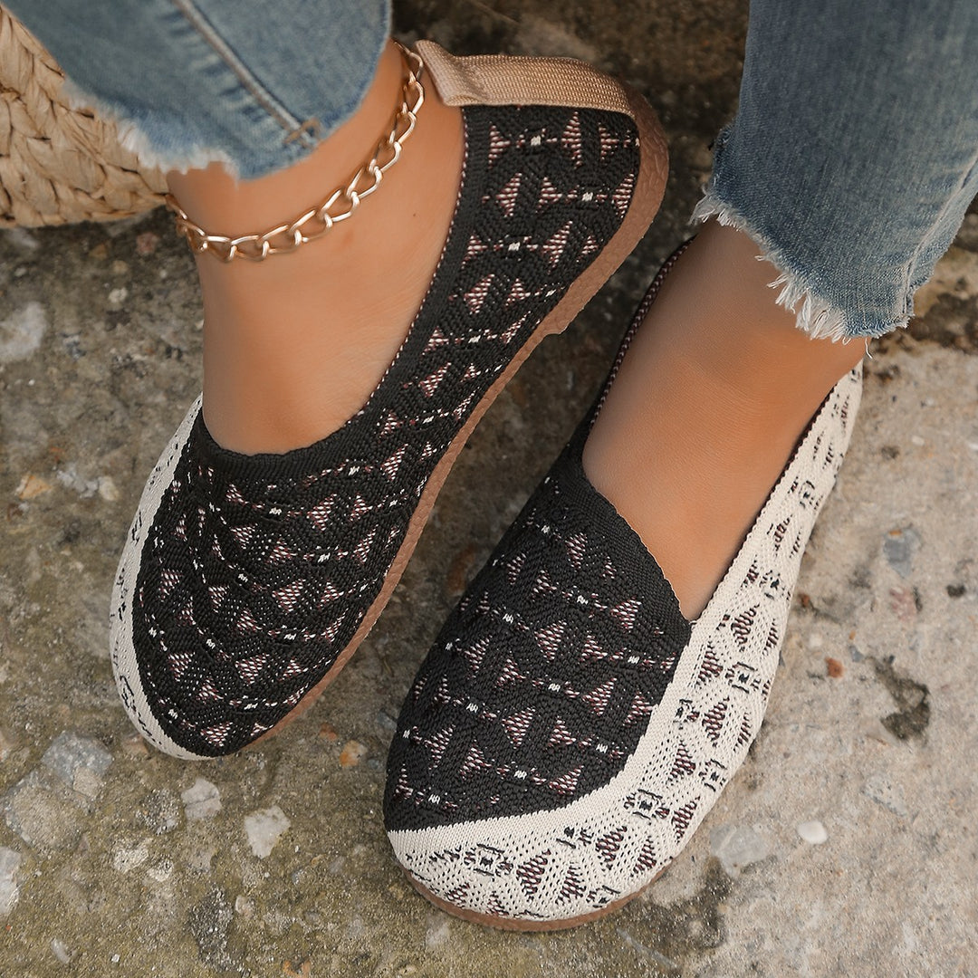Dame Åndbare Slip-On Sko med mode Strikdesign Stilla