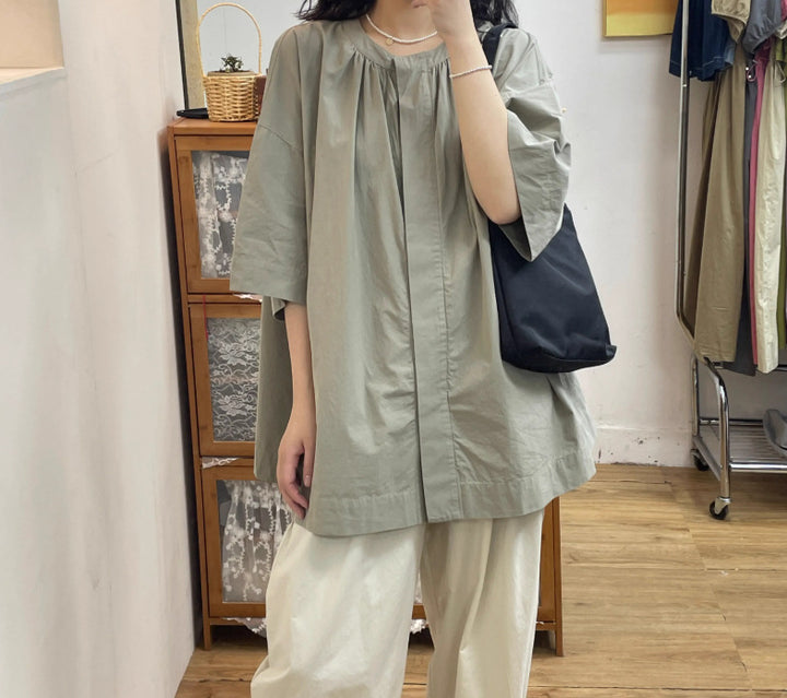 Femme Oversized Casual Bomuldsbluse Stilla