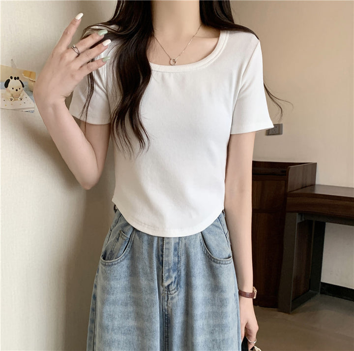 Femme Ribbede Korte T-Shirt Stilla