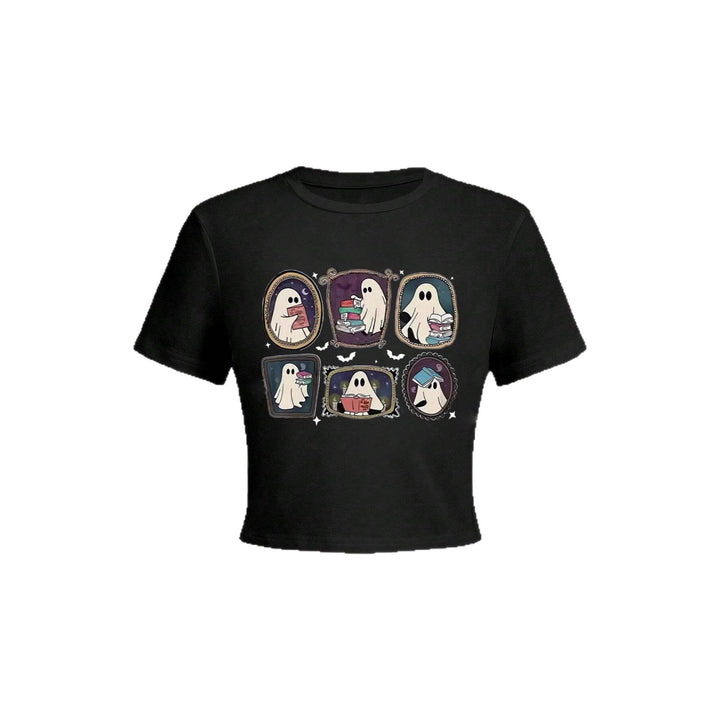 Dame Crop-T-Shirt med legende spøgelsesmotiv Skovae
