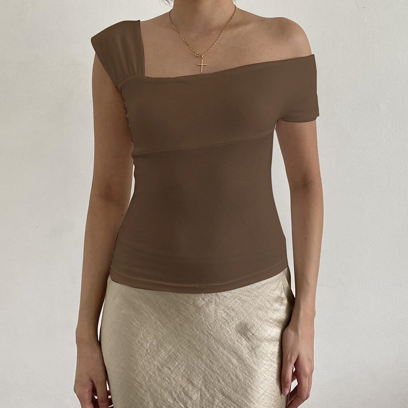Dame moderne asymmetrisk top med trendy én-skulder design Skovae
