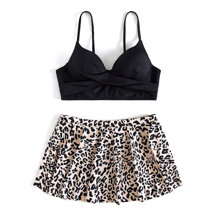 Dame sporty skort med trendy leo-mønster Skovae