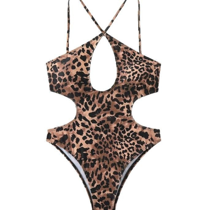 Damer Onepiece badedragt med forførende cut-out og dyremønster Stilla