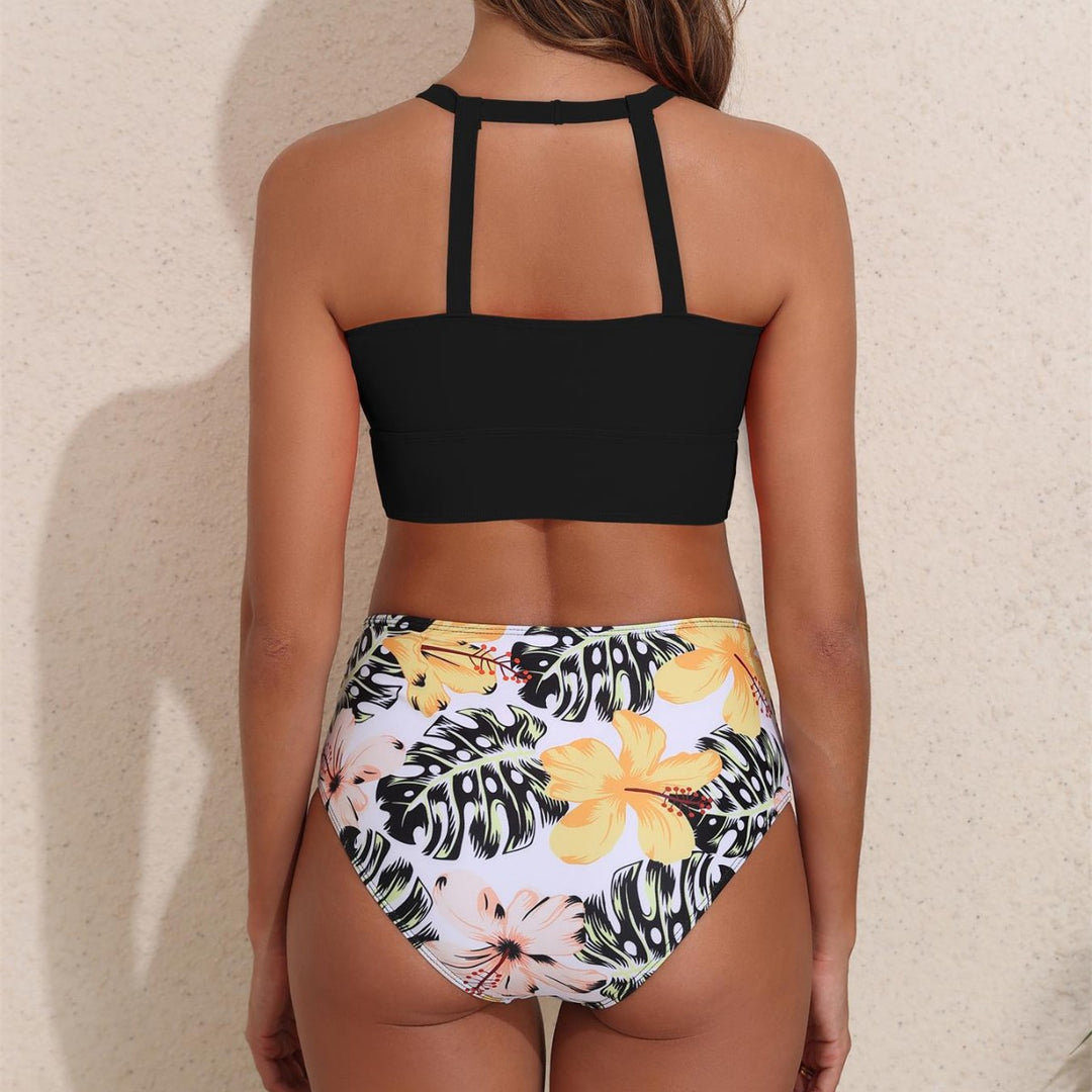 Dame sport-bikini-sæt med højt skåret trusse og moderne racerback Stilla