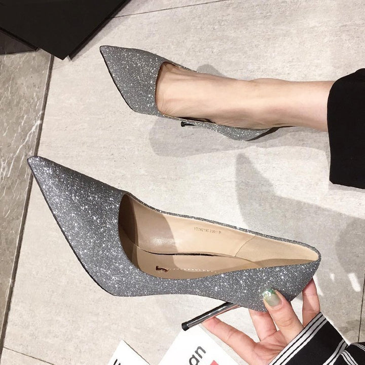 Dame Glitrende Spidsede Pumps Stilla