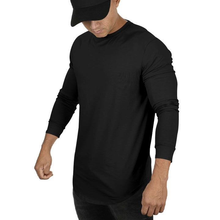 Herrer afslappet langærmet T-shirt med moderne snit og elastiske manchetter Stilla