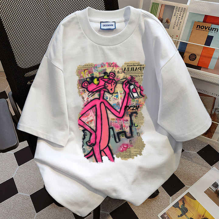 Dame Oversized T-Shirt med kreativt cartoon-tryk Stilla
