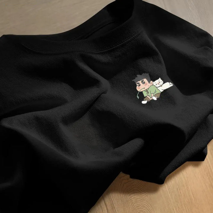 Dame sweatshirt med kreativt cartoon motiv Stilla