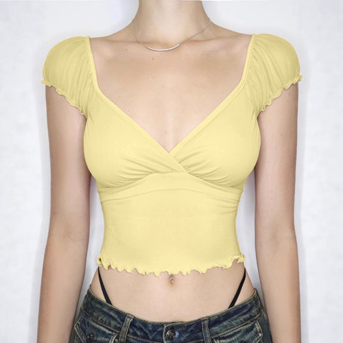Dame luftig top med ruffles detaljer Skovae