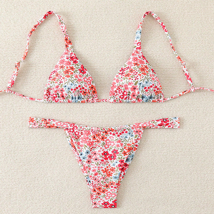 Dame triangel-bikini med blomstermønster og justerbare stropper Skovae 1779790786