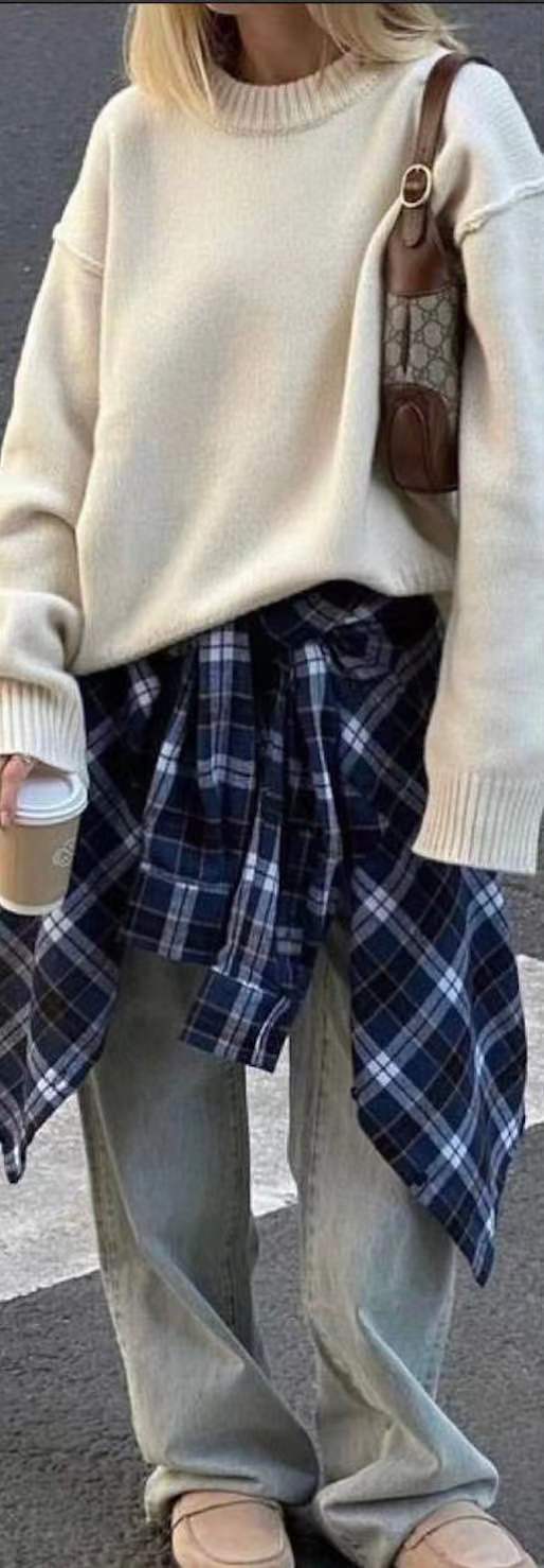 Damer afslappet ternet bluse med oversized snit og praktisk brystlomme Stiila
