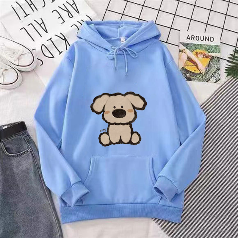 Dame hætte sweatshirt med sødt hundedesign Skovae