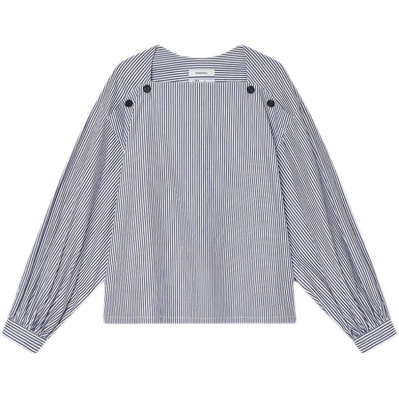 Dame Oversized Bluse med kvadratisk udskæring og dekorative knapper Stilla