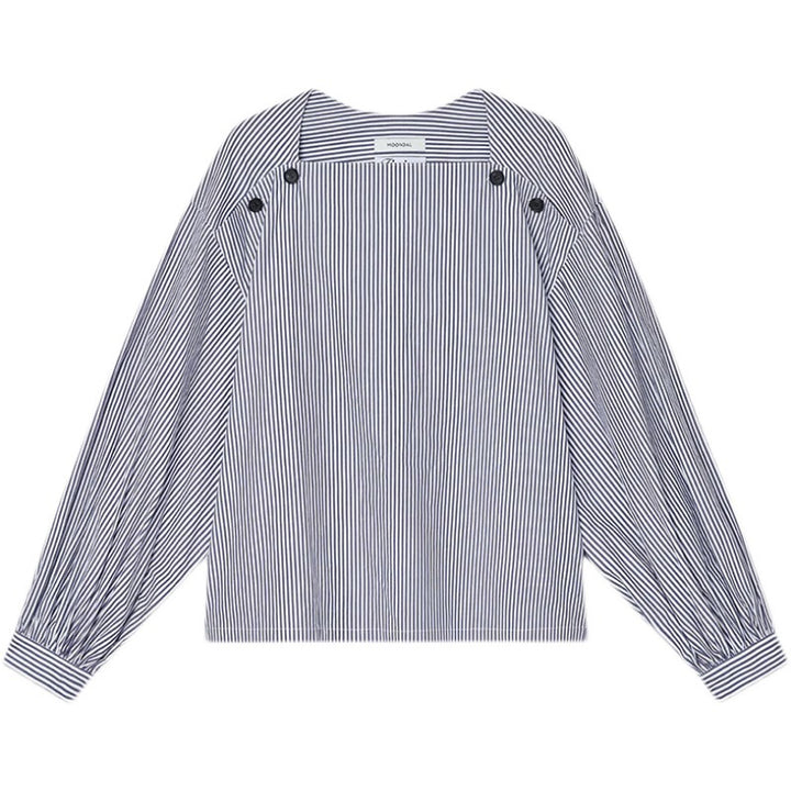 Dame Oversized Bluse med kvadratisk udskæring og dekorative knapper Stilla