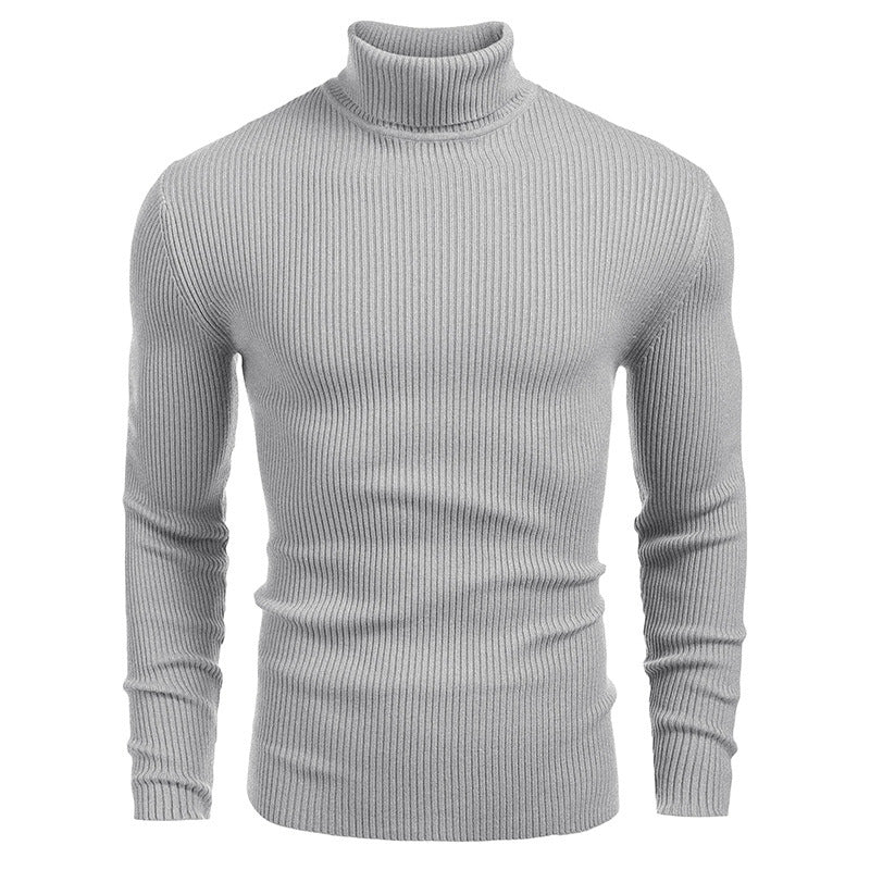 Herrer finstrikket pullover med høj krave og ribstruktur Stilla