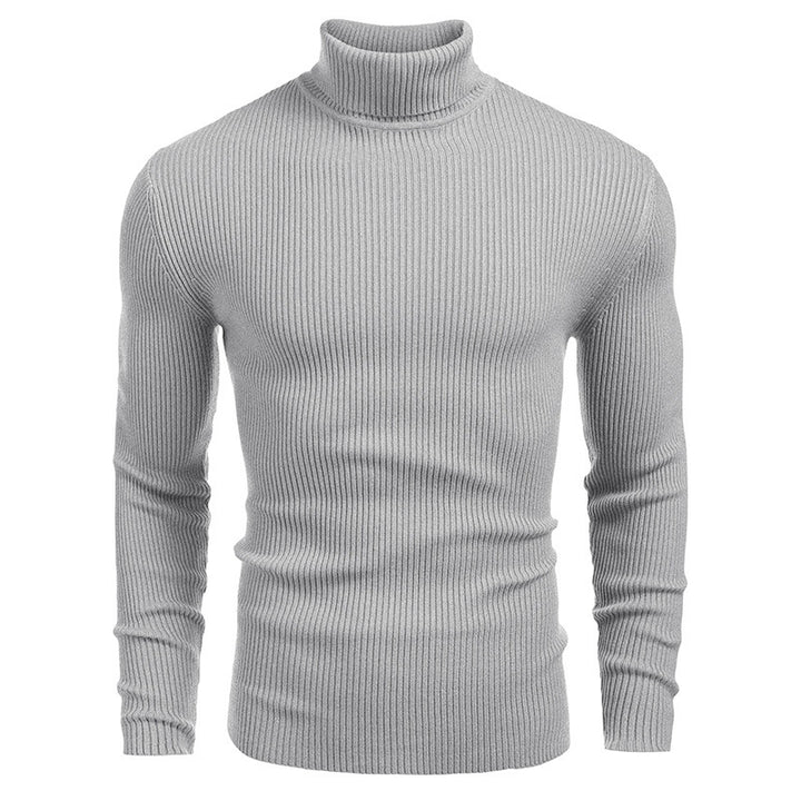 Herrer finstrikket pullover med høj krave og ribstruktur Stilla