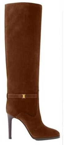 Femme Knæhøje SUEDE Stiletto Støvler med elegant spænde-detail Stilla