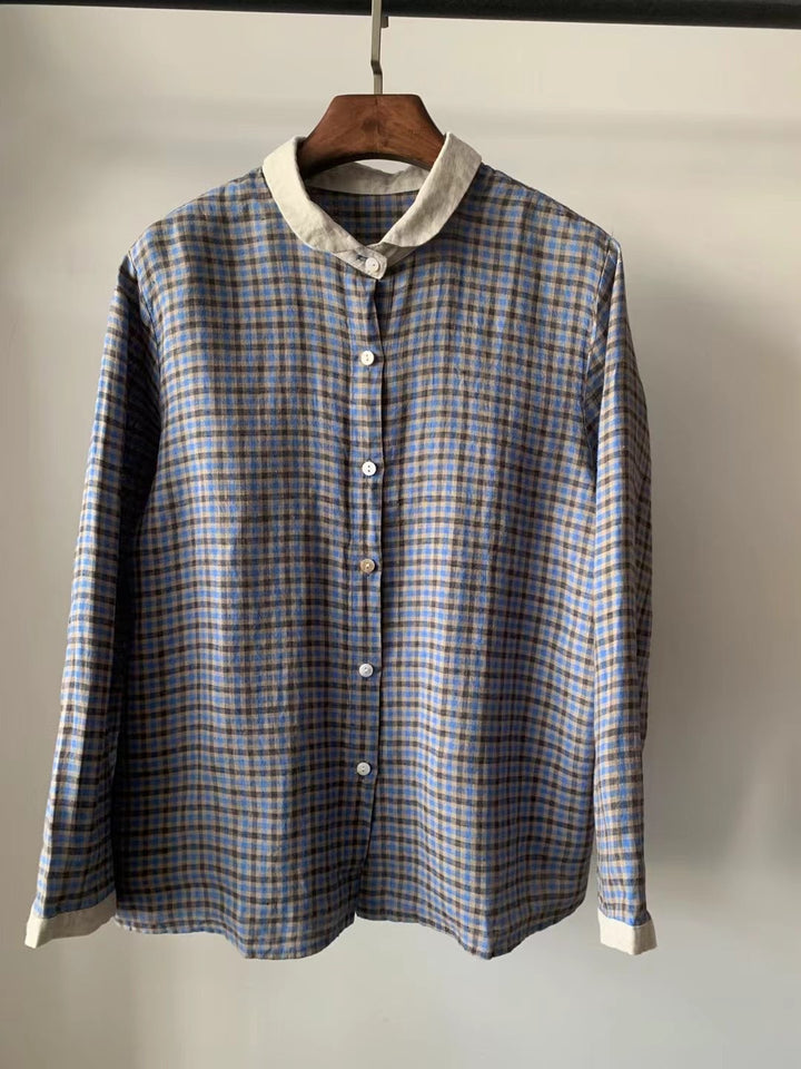 Femme Klassisk Ternet Button-Up Skjorte Stilla