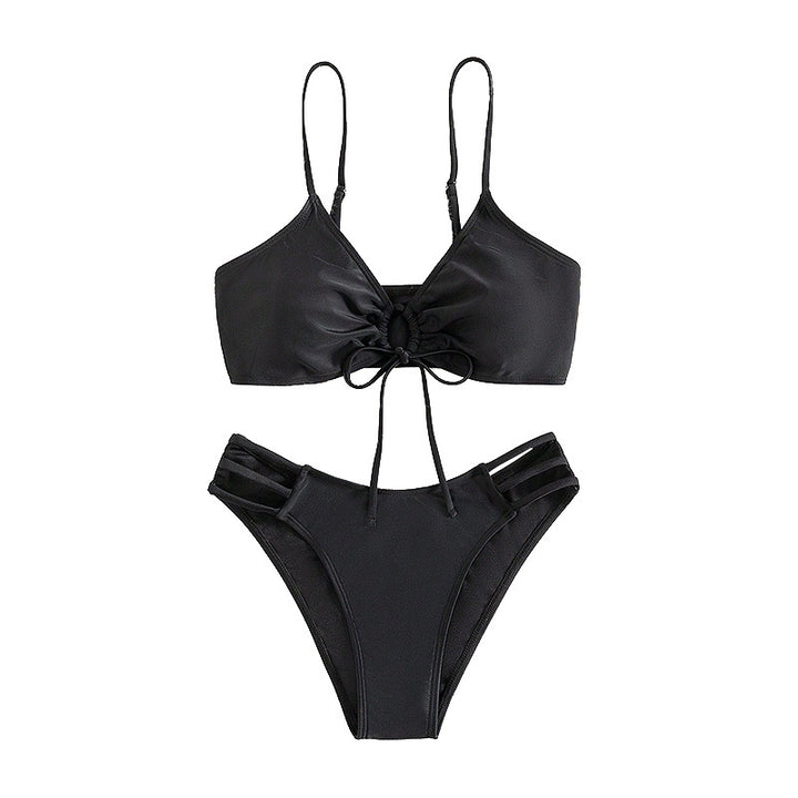 Dame triangel-bikini med raffineret snøre-detail Skovae