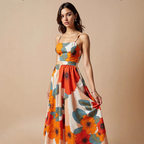 Dame Floral A-linje Maxi Kjole Stilla
