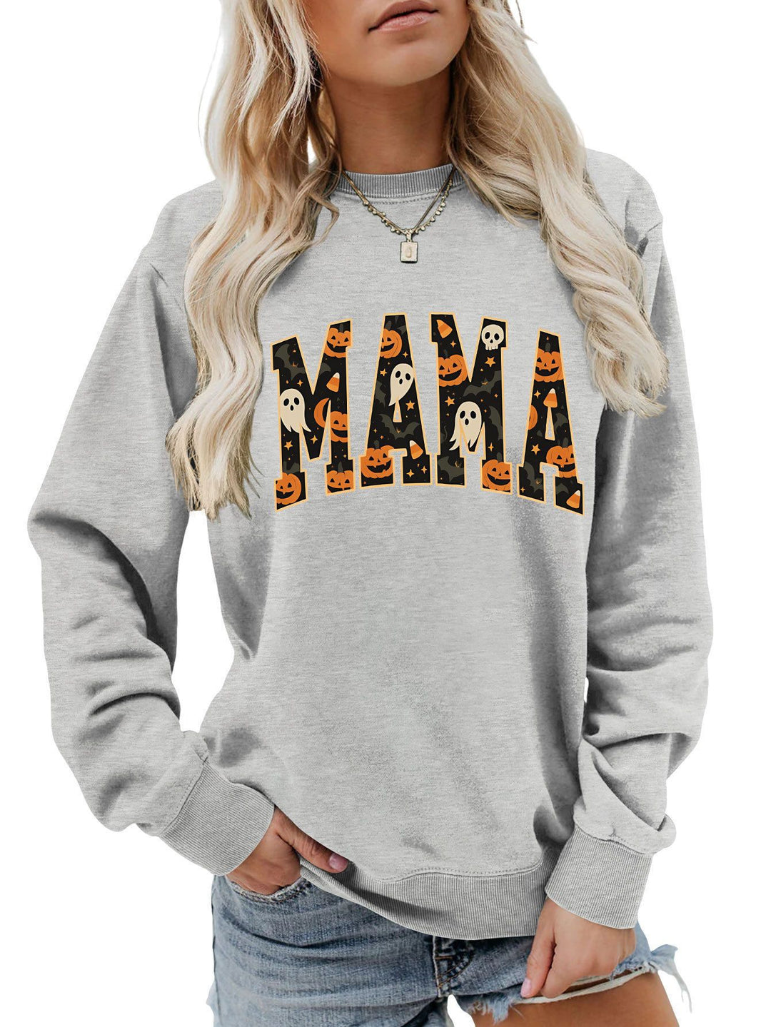 Kvinders sweatshirt med sjov Halloween design og behagelig pasform Stilla