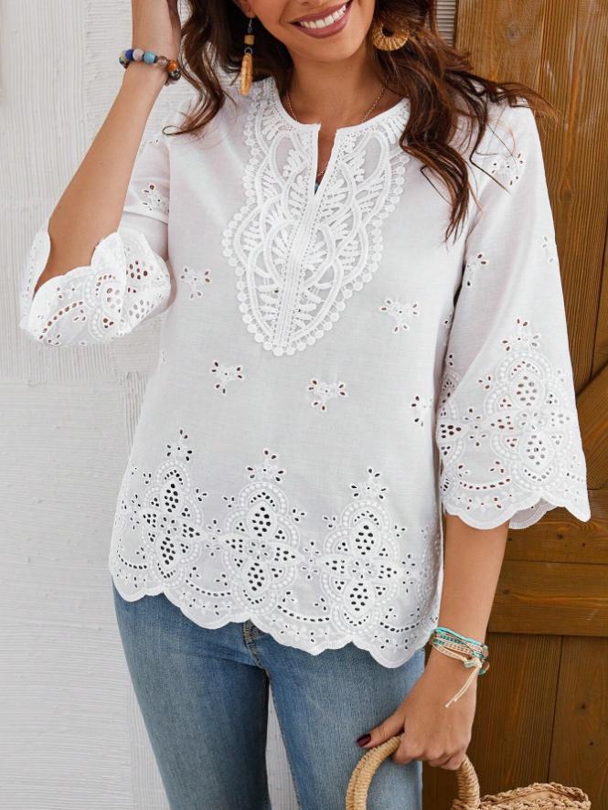Damebluse med kunstneriske broderier Stilla