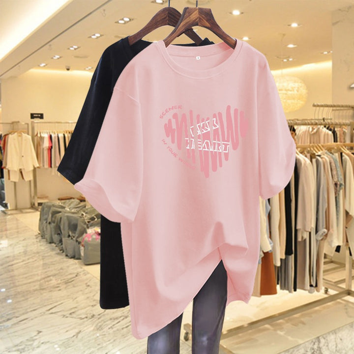 Dame T-shirt med kreativt tryk og afslappet snit Stilla