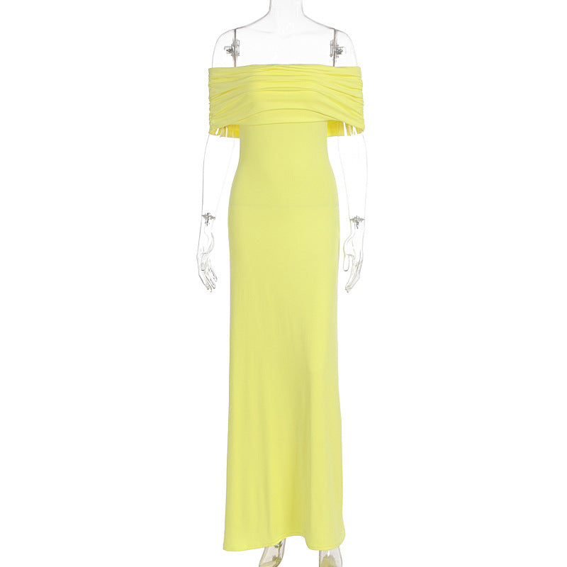 Damer Off-Shoulder Maxikjole med dekorative Rüschendetails Skovae