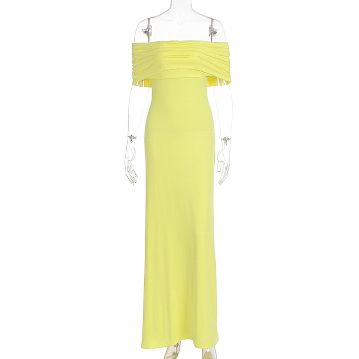 Damer Off-Shoulder Maxikjole med dekorative Rüschendetails Skovae