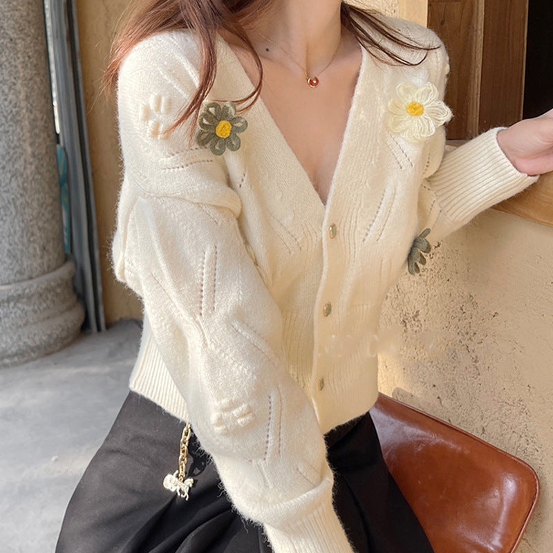 Kvinders cardigan med blomsterdesign og afslappet snit Stilla